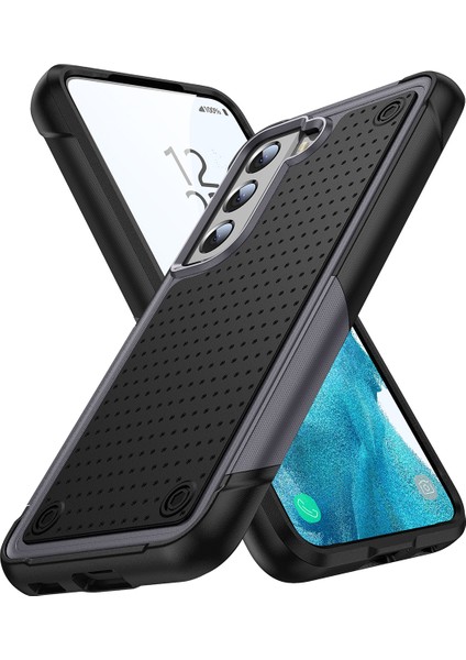 Samsung Galaxy S22+ 5g Için Çift Katmanlı Sert Pc Yumuşak Tpu Telefon Kılıfı - Gri - Siyah (Yurt Dışından)