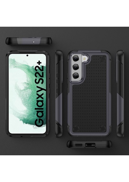 Samsung Galaxy S22+ 5g Için Çift Katmanlı Sert Pc Yumuşak Tpu Telefon Kılıfı - Gri - Siyah (Yurt Dışından)