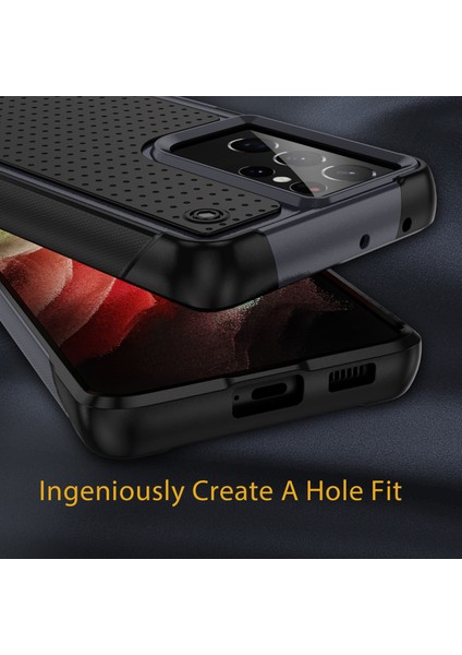 Samsung Galaxy S21 Ultra 5g Için Çift Katmanlı Sert Pc Yumuşak Tpu Telefon Kılıfı - Gri - Siyah (Yurt Dışından) indirimleri