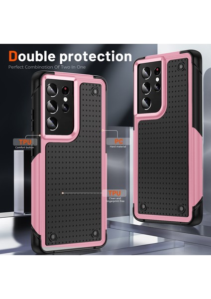 Samsung Galaxy S21 Ultra 5g Için Çift Katmanlı Sert Pc Yumuşak Tpu Telefon Kılıfı - Pembe - Siyah (Yurt Dışından) modelleri