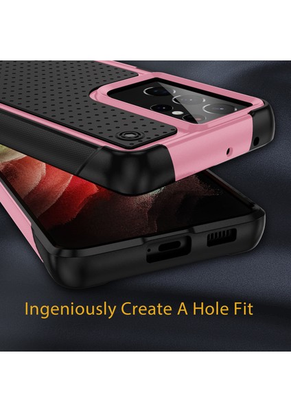Samsung Galaxy S21 Ultra 5g Için Çift Katmanlı Sert Pc Yumuşak Tpu Telefon Kılıfı - Pembe - Siyah (Yurt Dışından) indirimleri