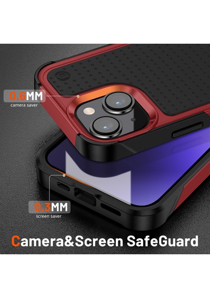 iPhone 14 Plus Için Çift Katmanlı Sert Pc Yumuşak Tpu Telefon Kılıfı - Kırmızı - Siyah (Yurt Dışından) fırsatları