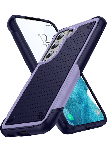 Samsung Galaxy S22 5g Için Çift Katmanlı Sert Pc Yumuşak Tpu Telefon Kılıfı - Mor - Mavi (Yurt Dışından)