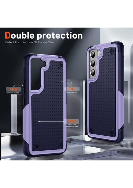 Samsung Galaxy S22 5g Için Çift Katmanlı Sert Pc Yumuşak Tpu Telefon Kılıfı - Mor - Mavi (Yurt Dışından)