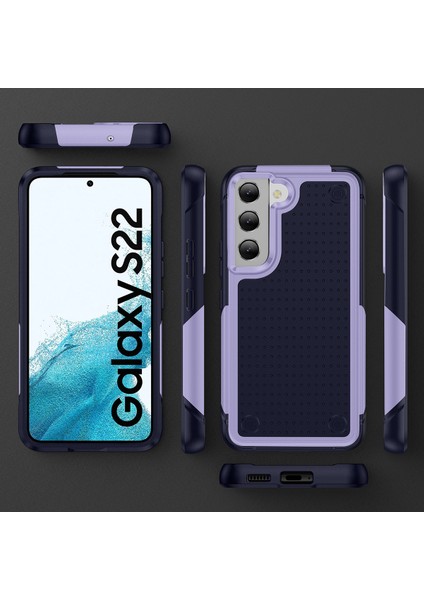 Samsung Galaxy S22 5g Için Çift Katmanlı Sert Pc Yumuşak Tpu Telefon Kılıfı - Mor - Mavi (Yurt Dışından)