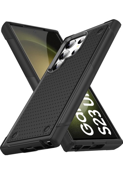 Samsung Galaxy S23 Ultra Için Çift Katmanlı Sert Pc Yumuşak Tpu Telefon Kılıfı - Siyah (Yurt Dışından)