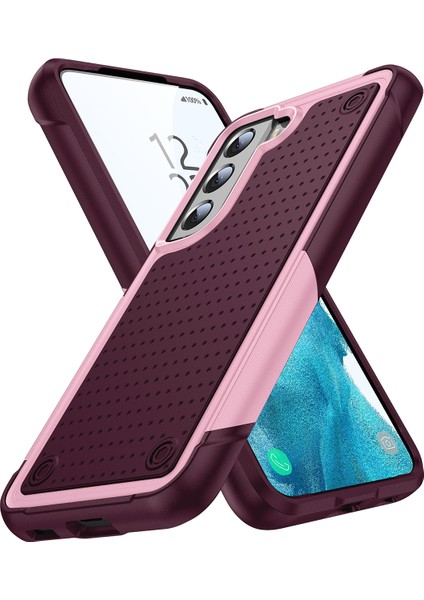 Samsung Galaxy S22+ 5g Için Çift Katmanlı Sert Pc Yumuşak Tpu Telefon Kılıfı - Pembe - Kırmızı (Yurt Dışından)