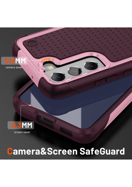 Samsung Galaxy S22+ 5g Için Çift Katmanlı Sert Pc Yumuşak Tpu Telefon Kılıfı - Pembe - Kırmızı (Yurt Dışından)