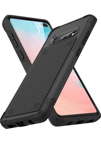 Samsung Galaxy S10 Plus Için Çift Katmanlı Sert Pc Yumuşak Tpu Telefon Kılıfı - Siyah (Yurt Dışından)