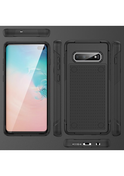 Samsung Galaxy S10 Plus Için Çift Katmanlı Sert Pc Yumuşak Tpu Telefon Kılıfı - Siyah (Yurt Dışından)