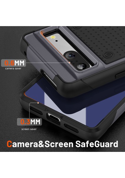 Google Pixel 7 Için Çift Katmanlı Sert Pc Yumuşak Tpu Telefon Kılıfı - Gri - Siyah (Yurt Dışından) fırsatları