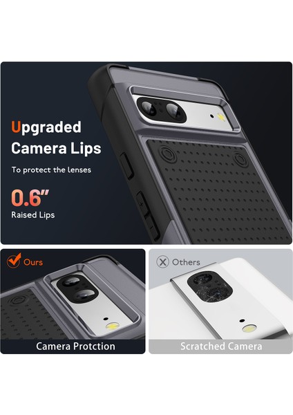 Google Pixel 7 Için Çift Katmanlı Sert Pc Yumuşak Tpu Telefon Kılıfı - Gri - Siyah (Yurt Dışından) indirimleri