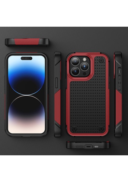 iPhone 14 Pro Için Çift Katmanlı Sert Pc Yumuşak Tpu Telefon Kılıfı - Kırmızı - Siyah (Yurt Dışından) fiyatları