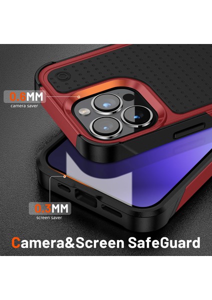 iPhone 14 Pro Için Çift Katmanlı Sert Pc Yumuşak Tpu Telefon Kılıfı - Kırmızı - Siyah (Yurt Dışından) fırsatları