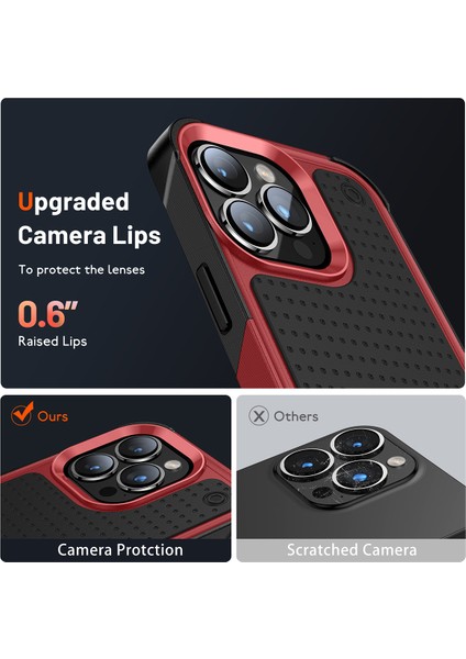 iPhone 14 Pro Için Çift Katmanlı Sert Pc Yumuşak Tpu Telefon Kılıfı - Kırmızı - Siyah (Yurt Dışından) indirimleri