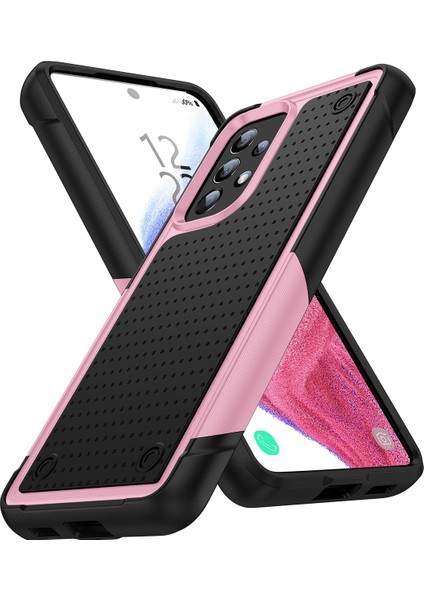 Samsung Galaxy A33 5g Için Çift Katmanlı Sert Pc Yumuşak Tpu Telefon Kılıfı - Pembe - Siyah (Yurt Dışından)