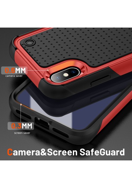 iPhone Xs /iphone x Için Çift Katmanlı Sert Pc Yumuşak Tpu Telefon Kılıfı - Kırmızı - Siyah (Yurt Dışından)