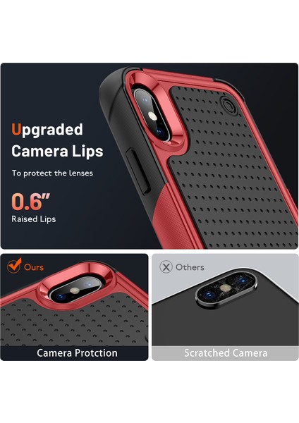 iPhone Xs /iphone x Için Çift Katmanlı Sert Pc Yumuşak Tpu Telefon Kılıfı - Kırmızı - Siyah (Yurt Dışından)