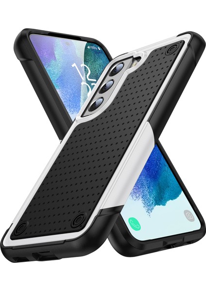 Samsung Galaxy S21 Fe 5g Için Çift Katmanlı Sert Pc Yumuşak Tpu Telefon Kılıfı - Beyaz - Siyah (Yurt Dışından)