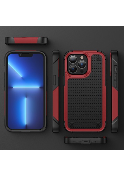 iPhone 12 Pro Max Için Çift Katmanlı Sert Pc Yumuşak Tpu Telefon Kılıfı - Kırmızı - Siyah (Yurt Dışından) fiyatları