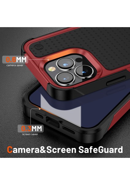 iPhone 12 Pro Max Için Çift Katmanlı Sert Pc Yumuşak Tpu Telefon Kılıfı - Kırmızı - Siyah (Yurt Dışından) fırsatları