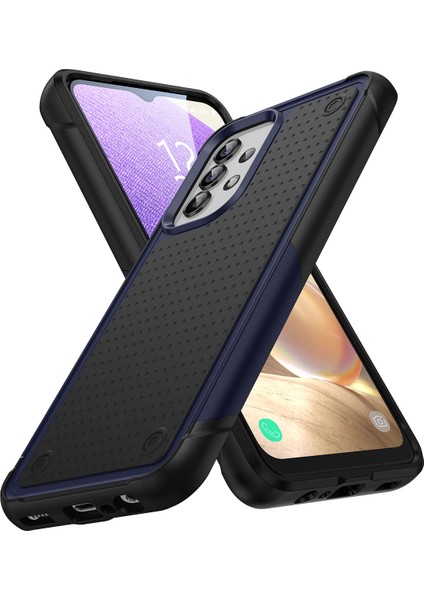 Samsung Galaxy A23/A32 5G/A13 4G/A13 5G/A04S Için Çift Katmanlı Sert Pc Yumuşak Tpu Telefon Kılıfı - Mavi - Siyah (Yurt Dışından)