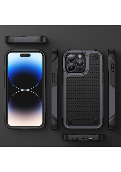 iPhone 14 Pro Max Için Çift Katmanlı Sert Pc Yumuşak Tpu Telefon Kılıfı - Gri - Siyah (Yurt Dışından) fiyatları