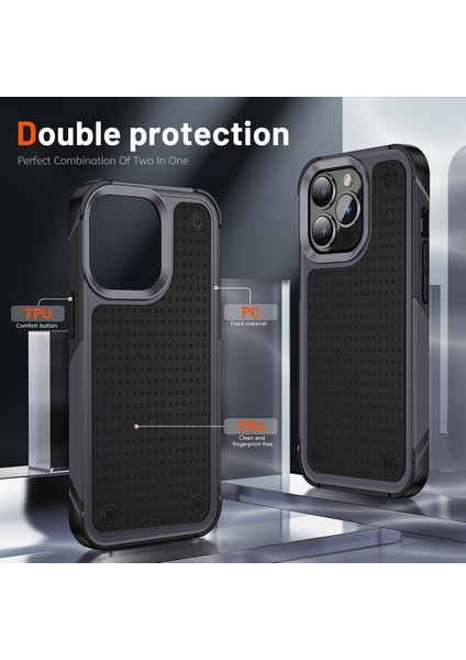 iPhone 14 Pro Max Için Çift Katmanlı Sert Pc Yumuşak Tpu Telefon Kılıfı - Gri - Siyah (Yurt Dışından) modelleri