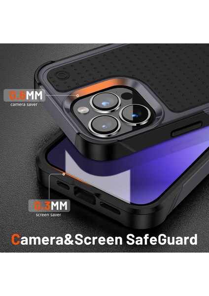 iPhone 14 Pro Max Için Çift Katmanlı Sert Pc Yumuşak Tpu Telefon Kılıfı - Gri - Siyah (Yurt Dışından) fırsatları