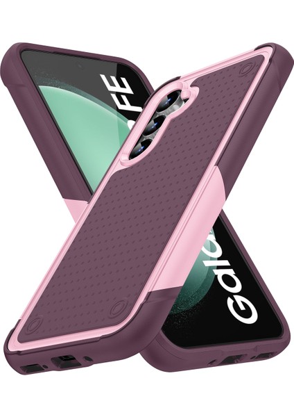 Samsung Galaxy S23 Fe Için Çift Katmanlı Sert Pc Yumuşak Tpu Telefon Kılıfı - Pembe - Kırmızı (Yurt Dışından)