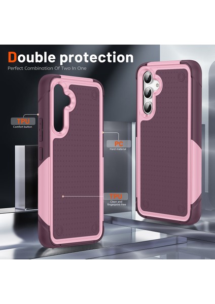Samsung Galaxy S23 Fe Için Çift Katmanlı Sert Pc Yumuşak Tpu Telefon Kılıfı - Pembe - Kırmızı (Yurt Dışından) modelleri