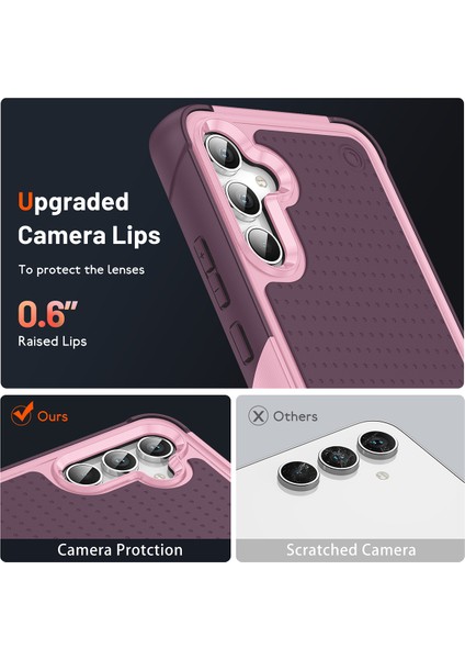 Samsung Galaxy S23 Fe Için Çift Katmanlı Sert Pc Yumuşak Tpu Telefon Kılıfı - Pembe - Kırmızı (Yurt Dışından) indirimleri