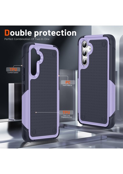 Samsung Galaxy S23 Fe Için Çift Katmanlı Sert Pc Yumuşak Tpu Telefon Kılıfı - Mor - Mavi (Yurt Dışından) modelleri