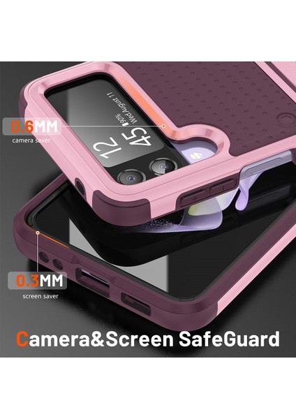 Samsung Galaxy Z Flip 4 5g Için Çift Katmanlı Sert Pc Yumuşak Tpu Telefon Kılıfı - Pembe - Kırmızı (Yurt Dışından) fırsatları