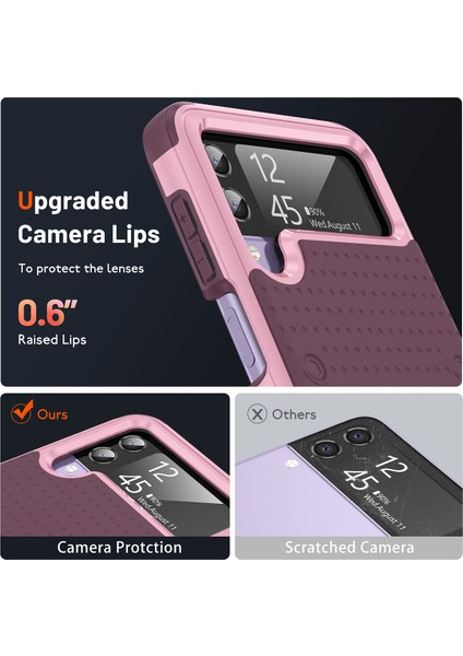 Samsung Galaxy Z Flip 4 5g Için Çift Katmanlı Sert Pc Yumuşak Tpu Telefon Kılıfı - Pembe - Kırmızı (Yurt Dışından) indirimleri