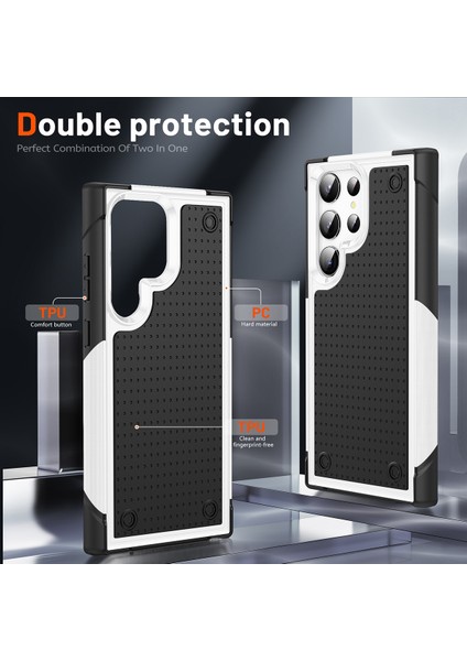 Samsung Galaxy S23 Ultra Için Çift Katmanlı Sert Pc Yumuşak Tpu Telefon Kılıfı - Beyaz - Siyah (Yurt Dışından) modelleri