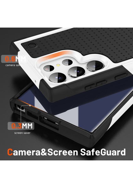 Samsung Galaxy S23 Ultra Için Çift Katmanlı Sert Pc Yumuşak Tpu Telefon Kılıfı - Beyaz - Siyah (Yurt Dışından) fırsatları