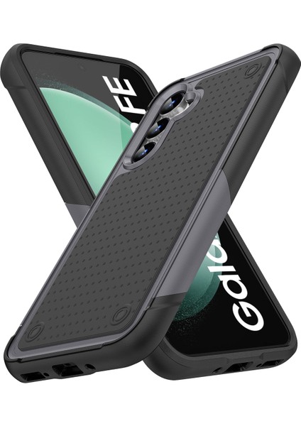 Samsung Galaxy S23 Fe Için Çift Katmanlı Sert Pc Yumuşak Tpu Telefon Kılıfı - Gri - Siyah (Yurt Dışından)