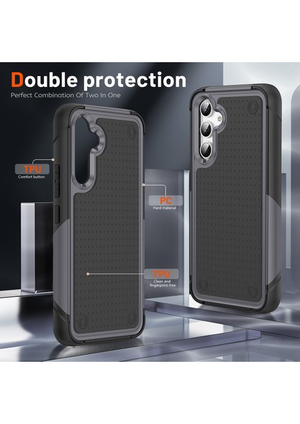 Samsung Galaxy S23 Fe Için Çift Katmanlı Sert Pc Yumuşak Tpu Telefon Kılıfı - Gri - Siyah (Yurt Dışından) modelleri