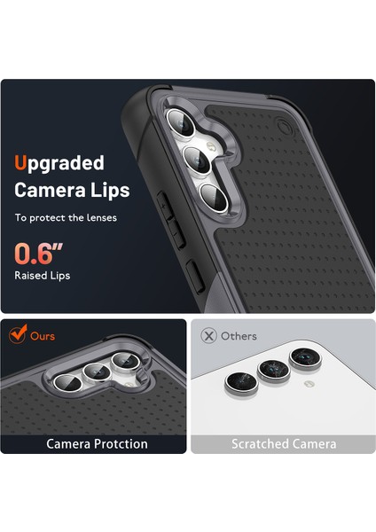 Samsung Galaxy S23 Fe Için Çift Katmanlı Sert Pc Yumuşak Tpu Telefon Kılıfı - Gri - Siyah (Yurt Dışından) indirimleri