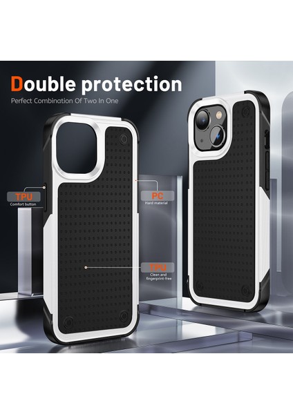 iPhone 14 Plus Için Çift Katmanlı Sert Pc Yumuşak Tpu Telefon Kılıfı - Beyaz - Siyah (Yurt Dışından) modelleri