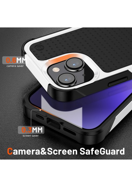 iPhone 14 Plus Için Çift Katmanlı Sert Pc Yumuşak Tpu Telefon Kılıfı - Beyaz - Siyah (Yurt Dışından) fırsatları