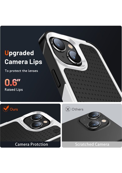 iPhone 14 Plus Için Çift Katmanlı Sert Pc Yumuşak Tpu Telefon Kılıfı - Beyaz - Siyah (Yurt Dışından) indirimleri