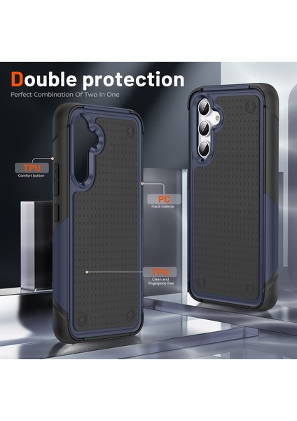 Samsung Galaxy A54 Için Çift Katmanlı Sert Pc Yumuşak Tpu Telefon Kılıfı - Mavi - Siyah (Yurt Dışından) fiyatları