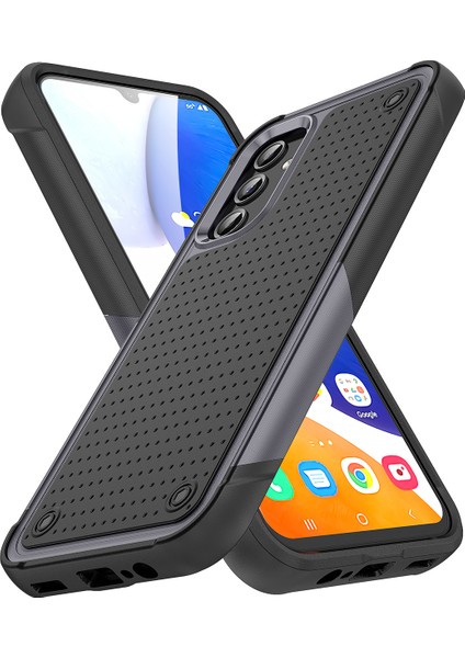 Samsung Galaxy A14 5g Için Çift Katmanlı Sert Pc Yumuşak Tpu Telefon Kılıfı - Gri - Siyah (Yurt Dışından)