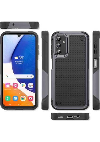 Samsung Galaxy A14 5g Için Çift Katmanlı Sert Pc Yumuşak Tpu Telefon Kılıfı - Gri - Siyah (Yurt Dışından)