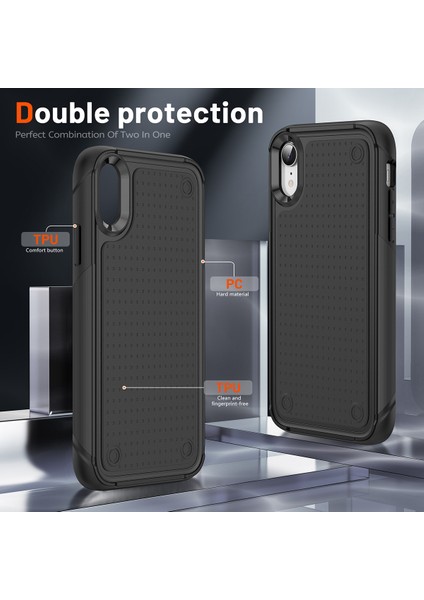 iPhone Xr Için Çift Katmanlı Sert Pc Yumuşak Tpu Telefon Kılıfı - Siyah (Yurt Dışından) modelleri