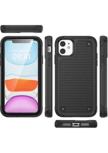 iPhone 12 / 12 Pro Için Çift Katmanlı Sert Pc Yumuşak Tpu Telefon Kılıfı - Siyah (Yurt Dışından) fiyatları