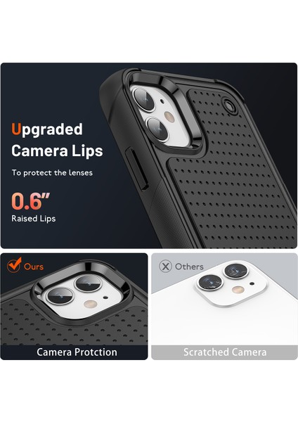 iPhone 12 / 12 Pro Için Çift Katmanlı Sert Pc Yumuşak Tpu Telefon Kılıfı - Siyah (Yurt Dışından) indirimleri