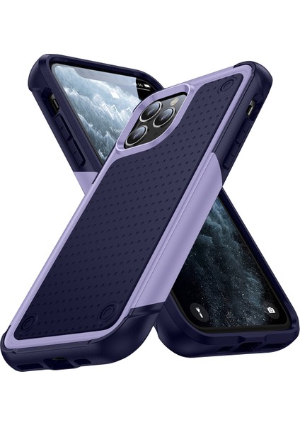 iPhone 11 Pro Için Çift Katmanlı Sert Pc Yumuşak Tpu Telefon Kılıfı - Mor - Mavi (Yurt Dışından)